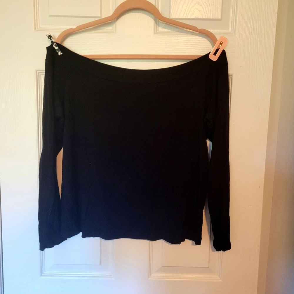 VINTAGE plus size off the shoulder sexy black top